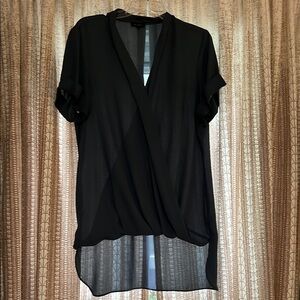 The Limited gray Asymmetrical Wrap Blouse